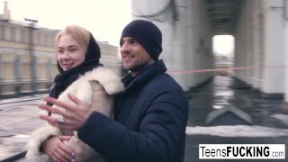 Young blonde Via Lasciva treats him to anal during breakfast