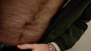 Hairy teen exhib in his school bathroom 