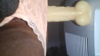 Crossdresser deep dildo
