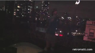 18 years old Gay teen Twink spins fire poi in underwear and socks