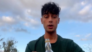 Task for sub boy - Eat your master´s cum from the bottle at the public