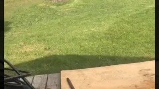 SKINNY WHITE WHORE GETS FUCKED ON TRACTOR 