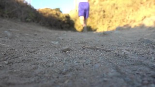 Jerking my fat cock at the public beach