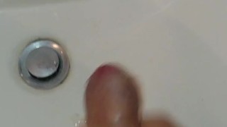 Big cock jerk off solo bathroom