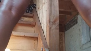 Black Oily Slut Twerking On The Back Porch