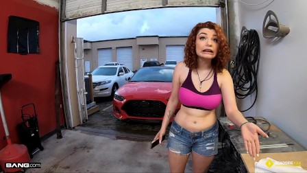 Roadside - Braceface Redhead Fucks To Get Her Car Fixed