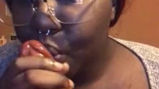 Sexy college ebony takes a well needed study break 