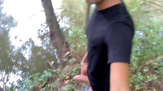 6 public places jerking in one day and big and far cumshot on a path EDGING