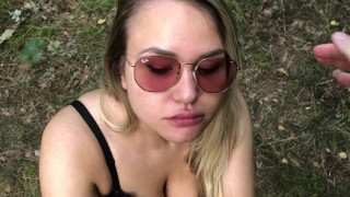 Amateur Girl Persuaded into Cock Sucking at First Date - Public Blowjob