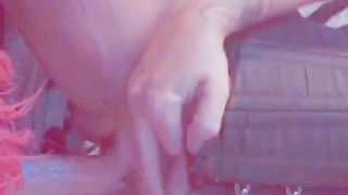 OILED UP BUSTY TATTED GIRL RIDES HER DILDO 