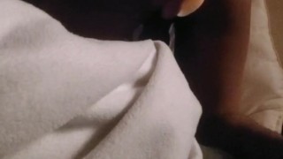 Bubble butt black teen plays with white dildo