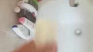 Bf using a fleshjack in the bathroom 