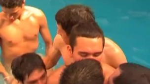 Skinny ks are anal banging in wild pool orgy