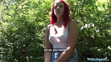 Public Agent Redhead Tiffany Love fucked in the shade