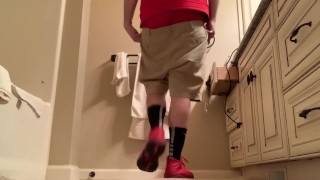Nike black and white elite socks with red air Jordan’s 
