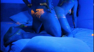 Hot Babe gets an amazing UV Color Paint on Nude Body | Happy Halloween |