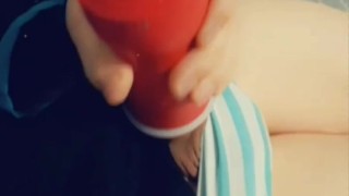 Femboy cums in onahole a third time while waiting for his PH upload