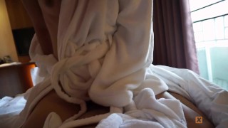Slow riding can't moan out loud cuz my friends are in the room next door