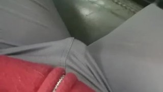 Driving with vibrator in leggings. Getting off. 