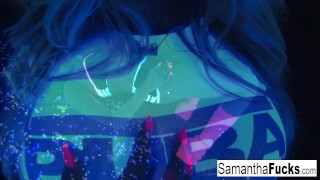 Samantha Saint gets off in this super hot black light solo
