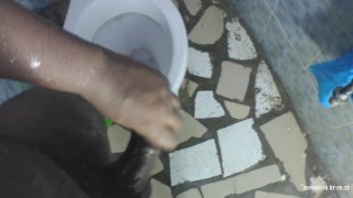 African black panther str8888888oking in the bathroom