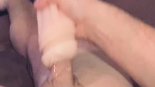 New sex toy!! Big dick hardly fits. My first pocket pussy, cumshot! 