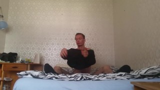 Skinny lanky male teen strokes juicy big cock