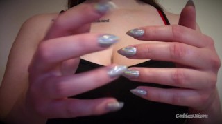 Shiny Manicure ASMR Tapping & Lotion Rubbing On Slender Hands