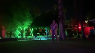 Walking naked in the resort