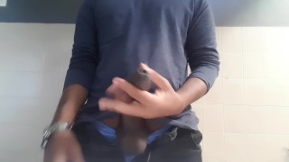 curved uncut black cock cums again