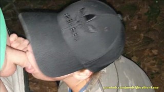 She sucks him off until Cum in Public Park After Dark lol