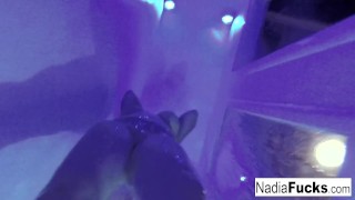 Sexy wrestler has some double toy action