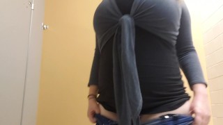 Anal plug in public bathroom 
