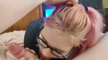 PINK HAIR PROFESSOR LETS ME CUM ON HER FACE