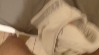 Cumming in white Calvin Klein briefs for a buyer