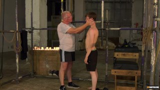 Sub twink Alex Faux tied up and sucked off by Sebastian Kane