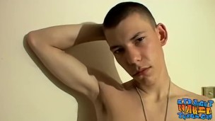 Young straight thug Cooper Reeves jerks off his cock until