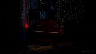 Busty natural pornstar Gabbie Carter masturbates by piano