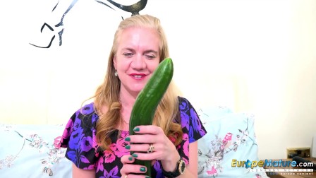 Europemature One mature Her Cucumber and Her Toy