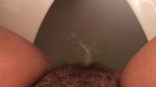 Hairy Girl Pissing After Creampie