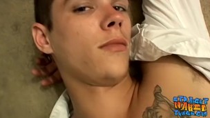 Solo straight thug stroking dick until spilling load of cum