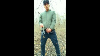 Found friends condom - Jerk public with used condom and eating mixed cum