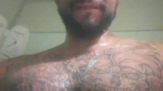 Shower time while rubbibg cock feeling sexy arab