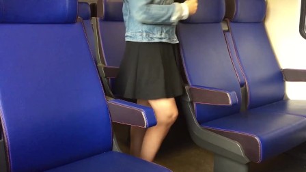Risky ride in a dutch train without panties (PUBLIC PUSSY FLASHING)