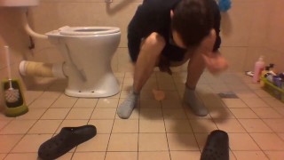 Very horny skinny teen fucks a dildo (very hot)