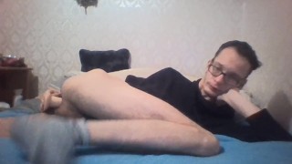 Extremely horny slides 5 inch dildo deep inside his sexy ass