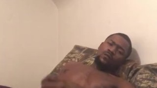 Stroking dick on bed to chill music 