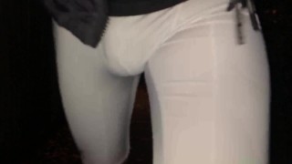 JUICY BULGE in Compression Shorts ** Climbing Stairs **