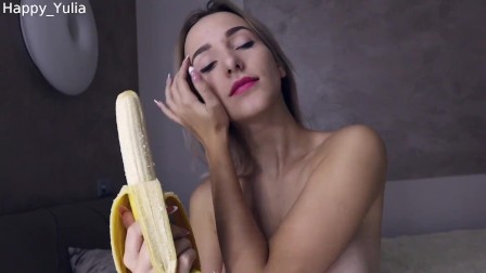 Slutty teen cum with banana
