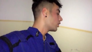 Worker jerks off while co-worker is doing his job next